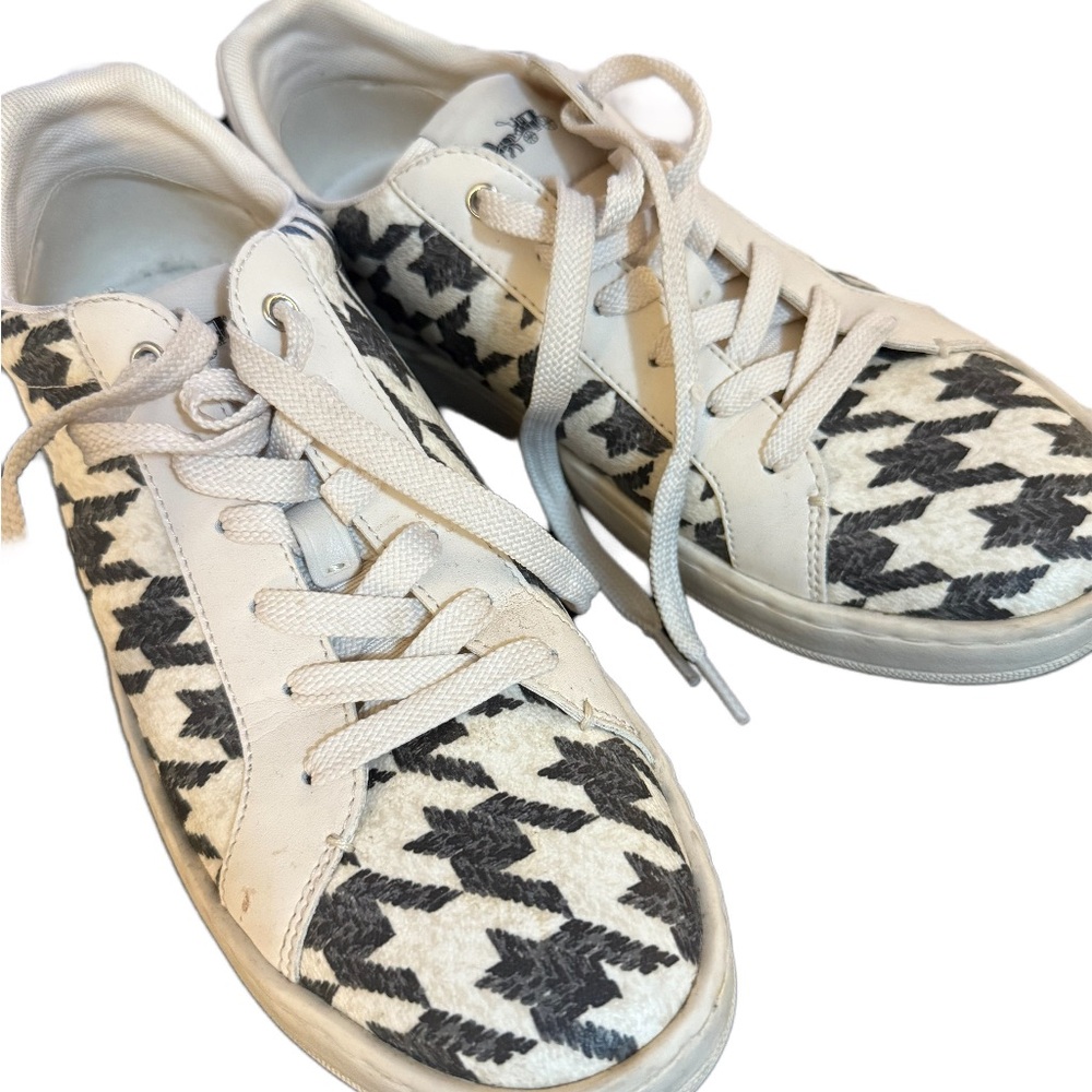 Coach White and Black Houndstooth Sneakers